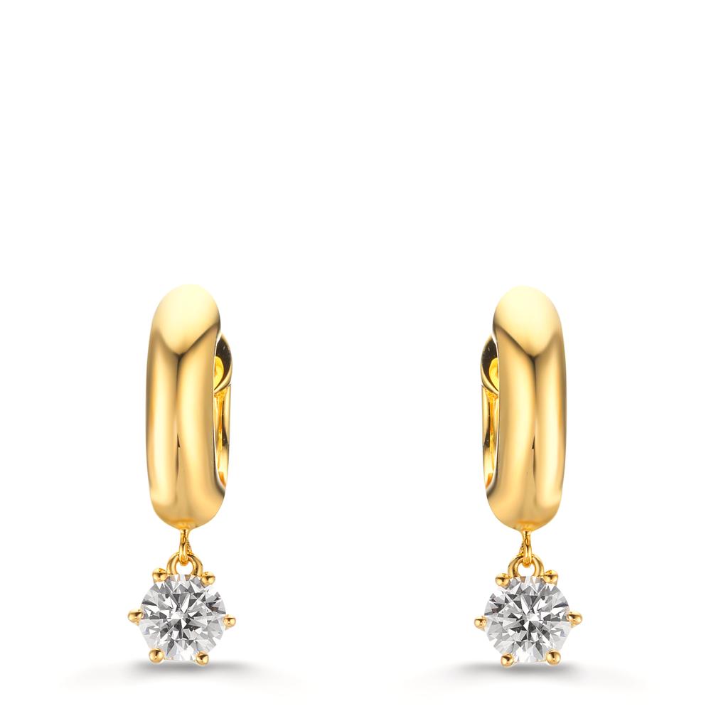 Hopfällbara örhängen Silver Zirkoniumoxid 2 stenar, 5 mm gul guldpläterad