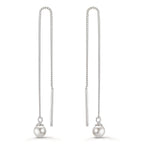 Genomdragbara örhängen Silver rodiumpläterad glänsande pärlor, 2 Pärlor, 5 mm