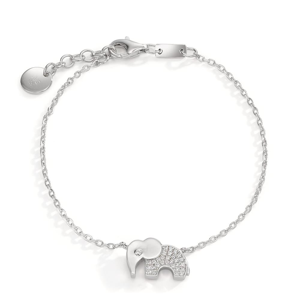 Armband Silver Zirkoniumoxid rodiumpläterad elefant 16-18 cm