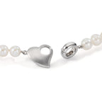 Collier Silver rodiumpläterad Sötvattensodlad pärla 6-7 mm Hjärta 45 cm