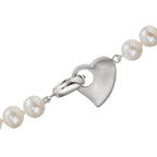 Collier Silver rodiumpläterad Sötvattensodlad pärla 6-7 mm Hjärta 42 cm