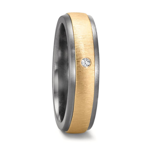 Partnerring 999 Tantal, 585/14 K gult guld diamant 0.03 ct, w-si