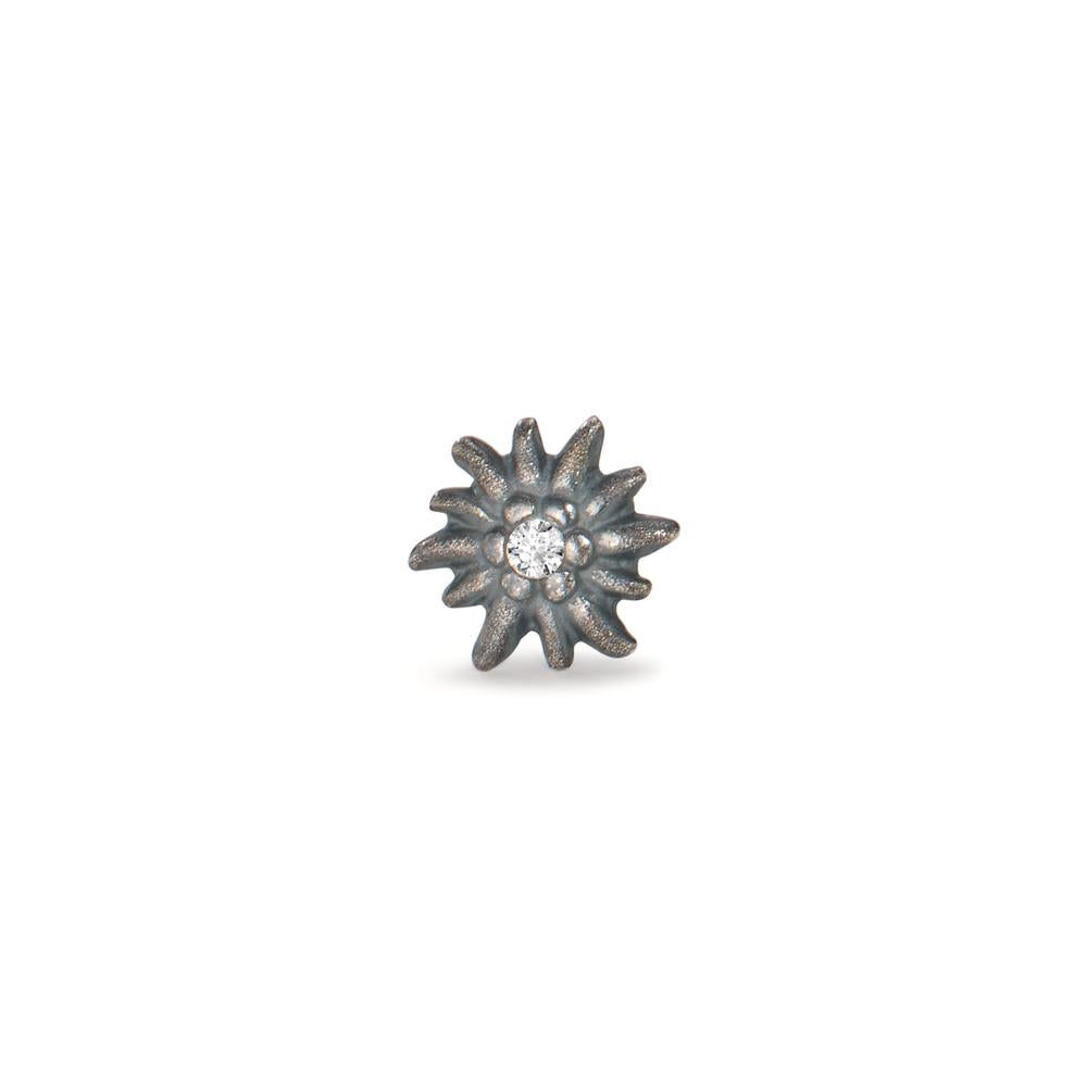 Örhängen 1 st Silver Zirkoniumoxid patinerad Edelweiss Ø7 mm