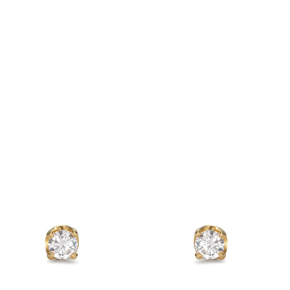 Örhängen med knoppar Silver Zirkoniumoxid 2 stenar gul guldpläterad Ø3 mm