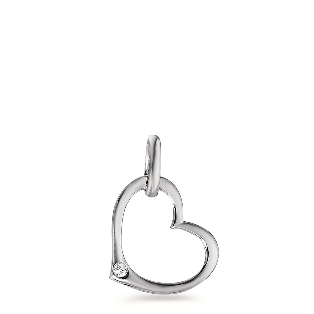Hängsmycke 375/9 K vitguld diamant 0.01 ct, w-pi1 Hjärta Ø9 mm
