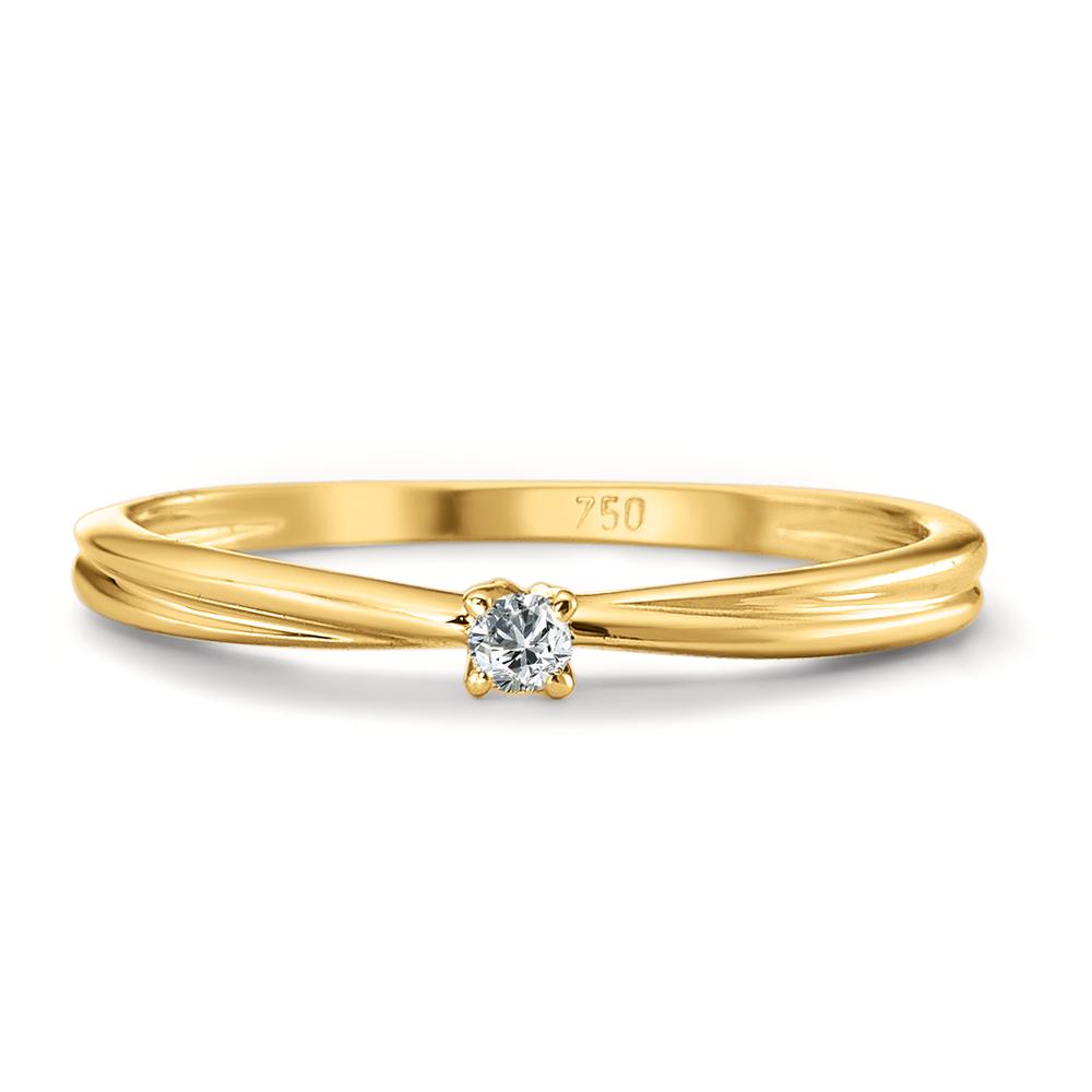 Solitärring 750/18 K gult guld diamant 0.03 ct, w-si