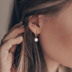 Hopfällbara örhängen 750/18 K rött guld diamant 0.09 ct, 22 stenar, tw-si [Akoya Perlen], 2 Pärlor 6-6.5 mm
