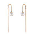 Genomdragbara örhängen 750/18 K rött guld [Akoya Perlen], 2 Pärlor 6-6.5 mm