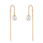 Genomdragbara örhängen 750/18 K rött guld [Akoya Perlen], 2 Pärlor 6-6.5 mm