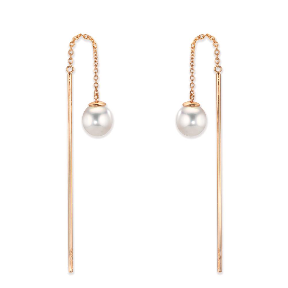 Genomdragbara örhängen 750/18 K rött guld [Akoya Perlen], 2 Pärlor 6-6.5 mm