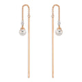 Genomdragbara örhängen 750/18 K rött guld diamant 0.06 ct, 3 stenar, tw-si [Akoya Perlen], 2 Pärlor, 4.5 mm