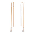 Genomdragbara örhängen 750/18 K rött guld diamant 0.06 ct, 2 stenar, tw-si [Akoya Perlen], 2 Pärlor, 4.5 mm