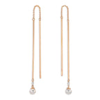 Genomdragbara örhängen 750/18 K rött guld diamant 0.06 ct, 2 stenar, tw-si [Akoya Perlen], 2 Pärlor, 4.5 mm