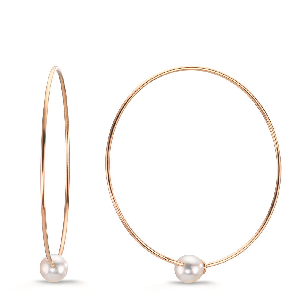 Hoop örhängen 750/18 K rött guld [Akoya Perlen], 6 mm