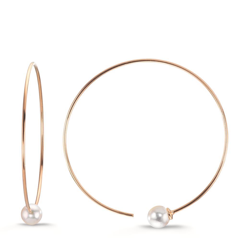 Hoop örhängen 750/18 K rött guld [Akoya Perlen], 6 mm