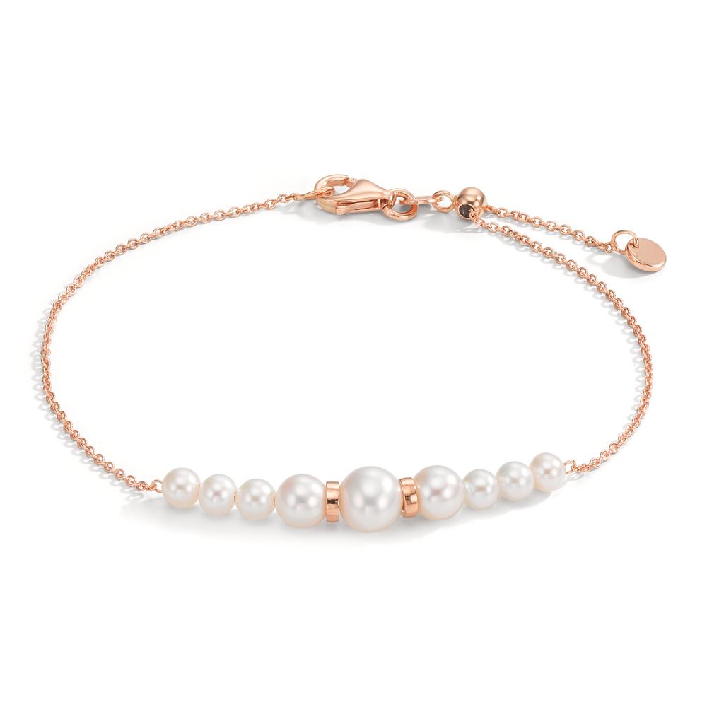 Armband 750/18 K rött guld Sötvattensodlad pärla, 9 Pärlor 15-18 cm