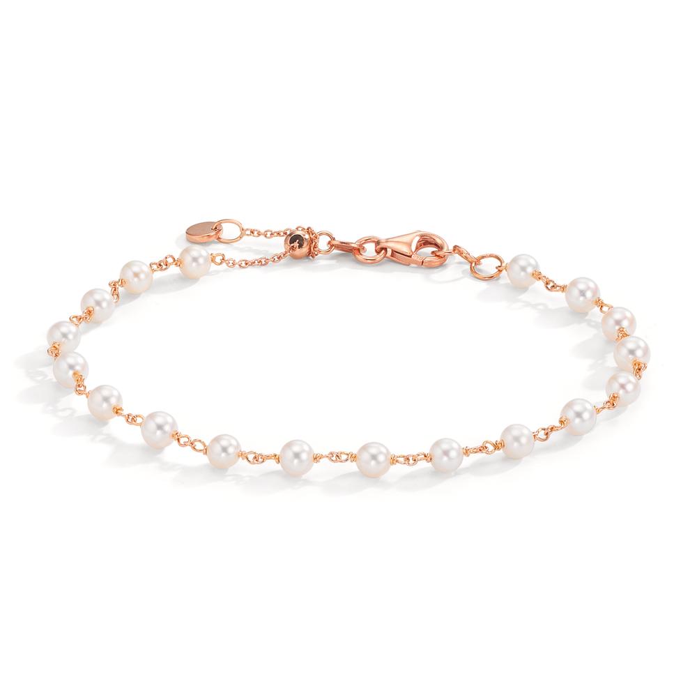 Armband 750/18 K rött guld Sötvattensodlad pärla, 18 Pärlor, 3.5 mm 16.5-18.5 cm