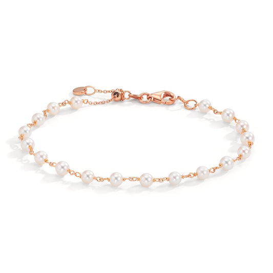 Armband 750/18 K rött guld Sötvattensodlad pärla, 18 Pärlor, 3.5 mm 16.5-18.5 cm