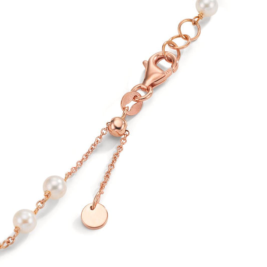 Armband 750/18 K rött guld Sötvattensodlad pärla, 18 Pärlor, 3.5 mm 16.5-18.5 cm