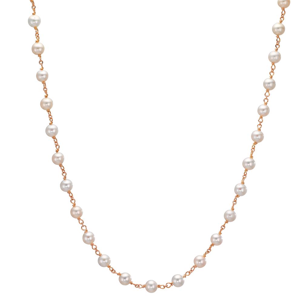 Collier 750/18 K rött guld Sötvattensodlad pärla, 50 Pärlor, 3.5 mm 41-42 cm
