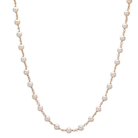 Collier 750/18 K rött guld Sötvattensodlad pärla, 50 Pärlor, 3.5 mm 41-42 cm