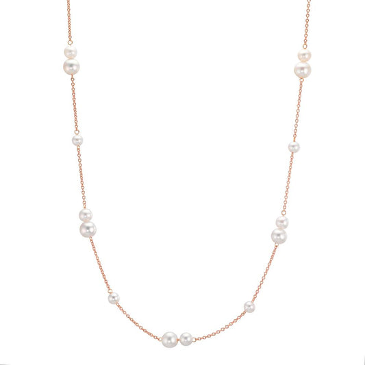 Collier 750/18 K rött guld Sötvattensodlad pärla, 23 Pärlor 3-5 mm 41.5-44 cm