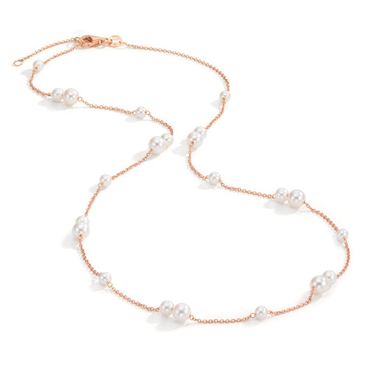 Collier 750/18 K rött guld Sötvattensodlad pärla, 23 Pärlor 3-5 mm 41.5-44 cm