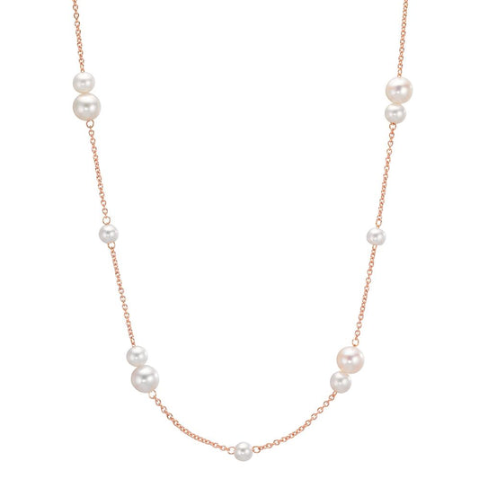 Collier 750/18 K rött guld Sötvattensodlad pärla, 52 Pärlor 3-5 mm 90 cm