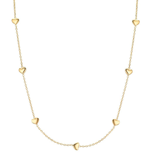 Collier Silver gul guldpläterad Hjärta 40-44 cm