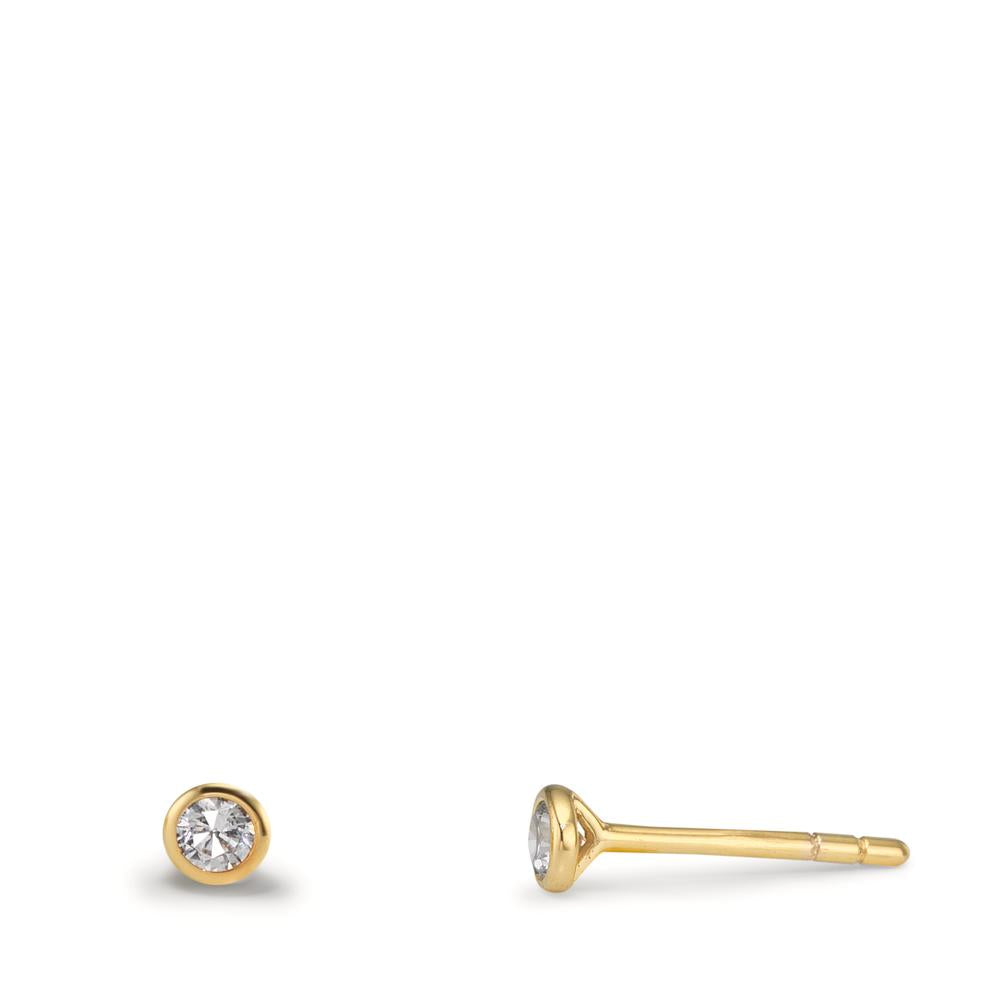 Örhängen med knoppar 375/9 K gult guld Zirkoniumoxid 2 stenar Ø2.9 mm