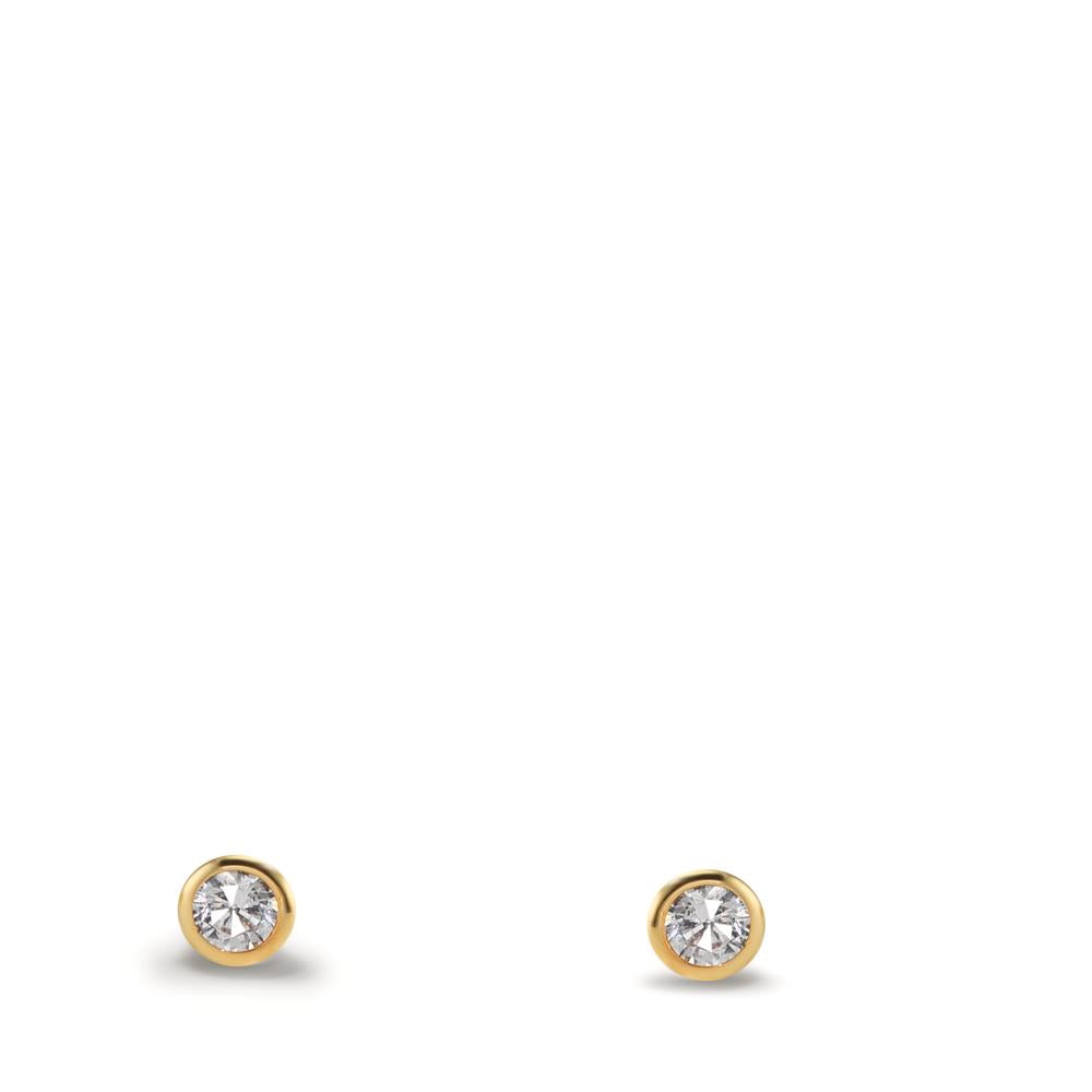 Örhängen med knoppar 375/9 K gult guld Zirkoniumoxid 2 stenar Ø2.9 mm