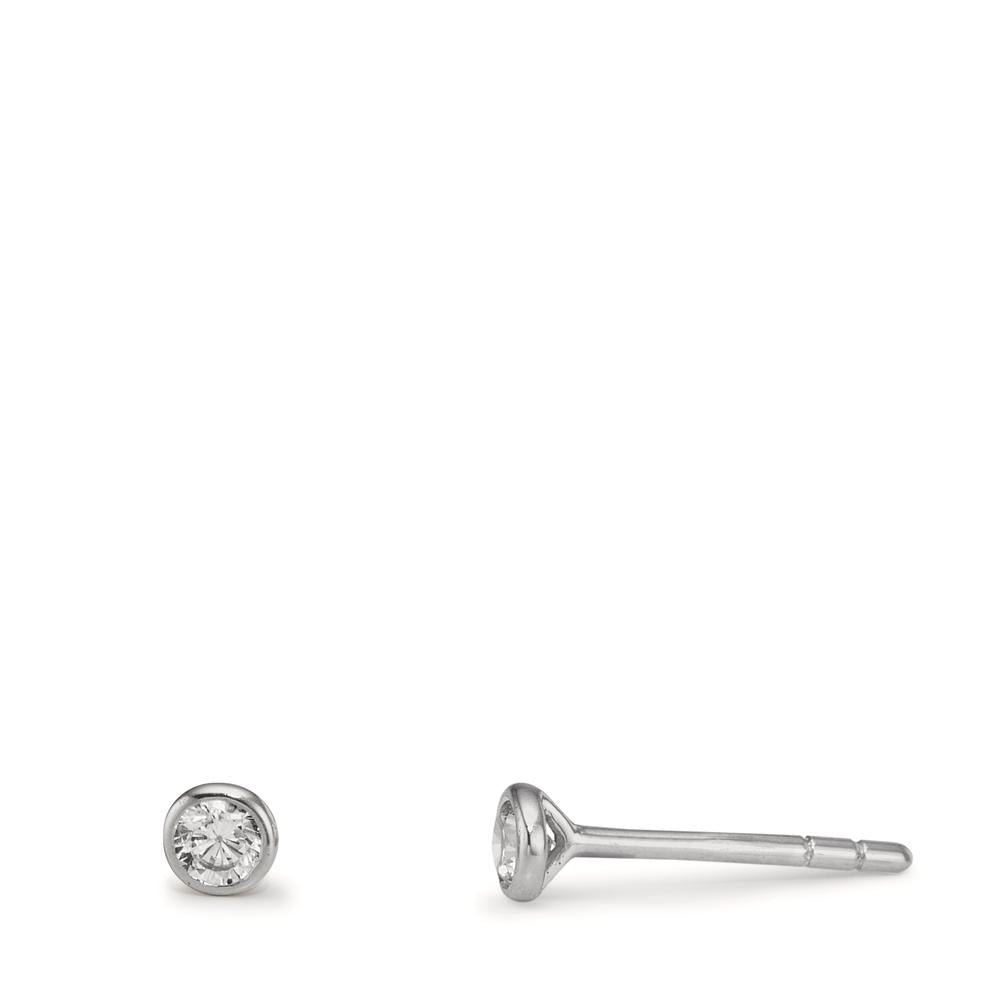 Örhängen med knoppar 375/9 K vitguld Zirkoniumoxid 2 stenar Ø2.9 mm