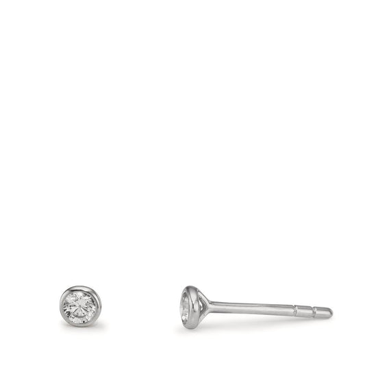 Örhängen med knoppar 375/9 K vitguld Zirkoniumoxid 2 stenar Ø2.9 mm