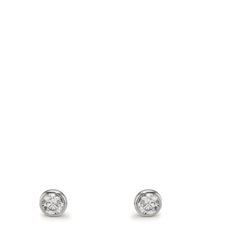 Örhängen med knoppar 375/9 K vitguld Zirkoniumoxid 2 stenar Ø2.9 mm