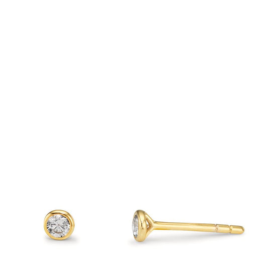 Örhängen med knoppar 375/9 K gult guld Zirkoniumoxid 2 stenar Ø3.2 mm