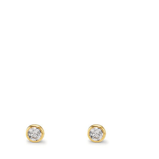 Örhängen med knoppar 375/9 K gult guld Zirkoniumoxid 2 stenar Ø3.2 mm