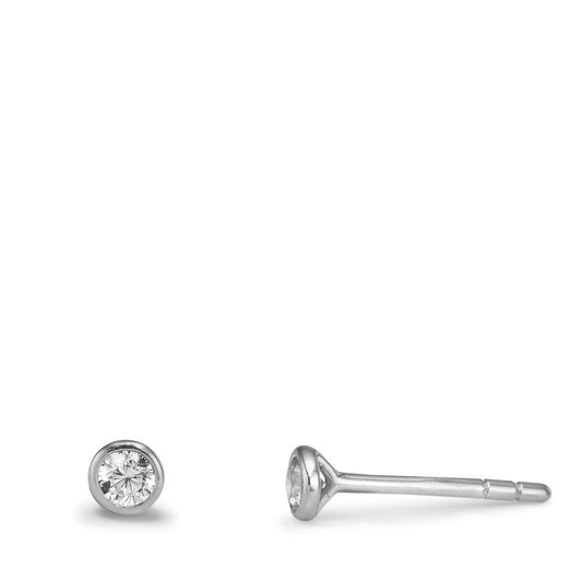 Örhängen med knoppar 375/9 K vitguld Zirkoniumoxid 2 stenar Ø3.2 mm