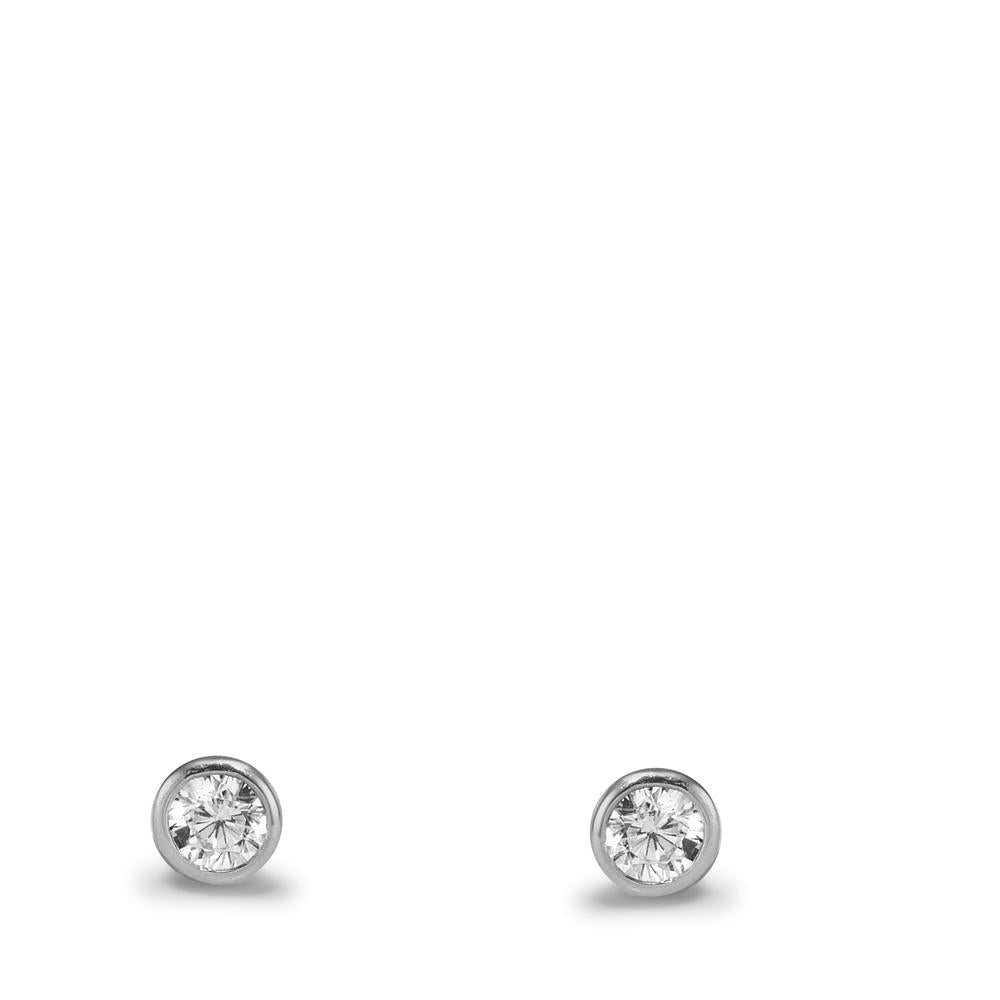Örhängen med knoppar 375/9 K vitguld Zirkoniumoxid 2 stenar Ø3.2 mm