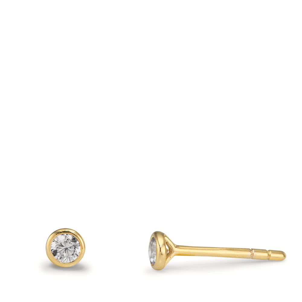 Örhängen med knoppar 375/9 K gult guld Zirkoniumoxid 2 stenar Ø3.5 mm