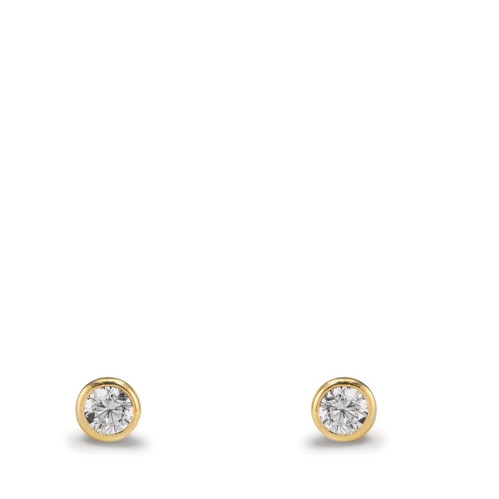 Örhängen med knoppar 375/9 K gult guld Zirkoniumoxid 2 stenar Ø3.5 mm