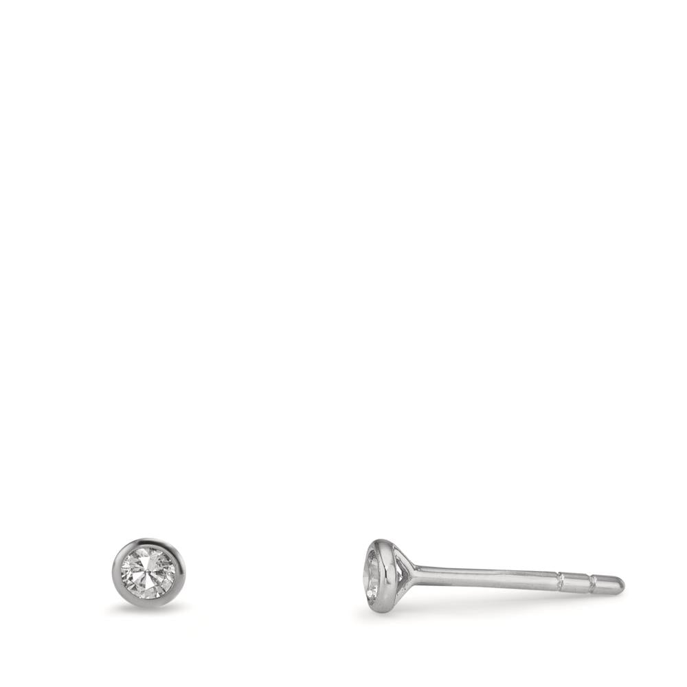 Örhängen med knoppar 375/9 K vitguld Zirkoniumoxid 2 stenar Ø3.5 mm