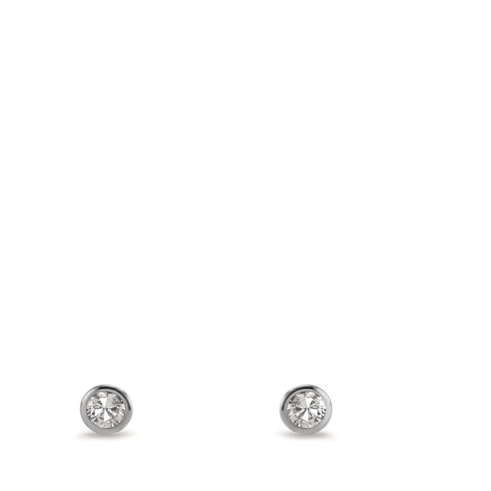 Örhängen med knoppar 375/9 K vitguld Zirkoniumoxid 2 stenar Ø3.5 mm