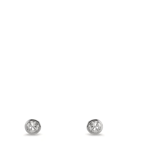 Örhängen med knoppar 375/9 K vitguld Zirkoniumoxid 2 stenar Ø3.5 mm