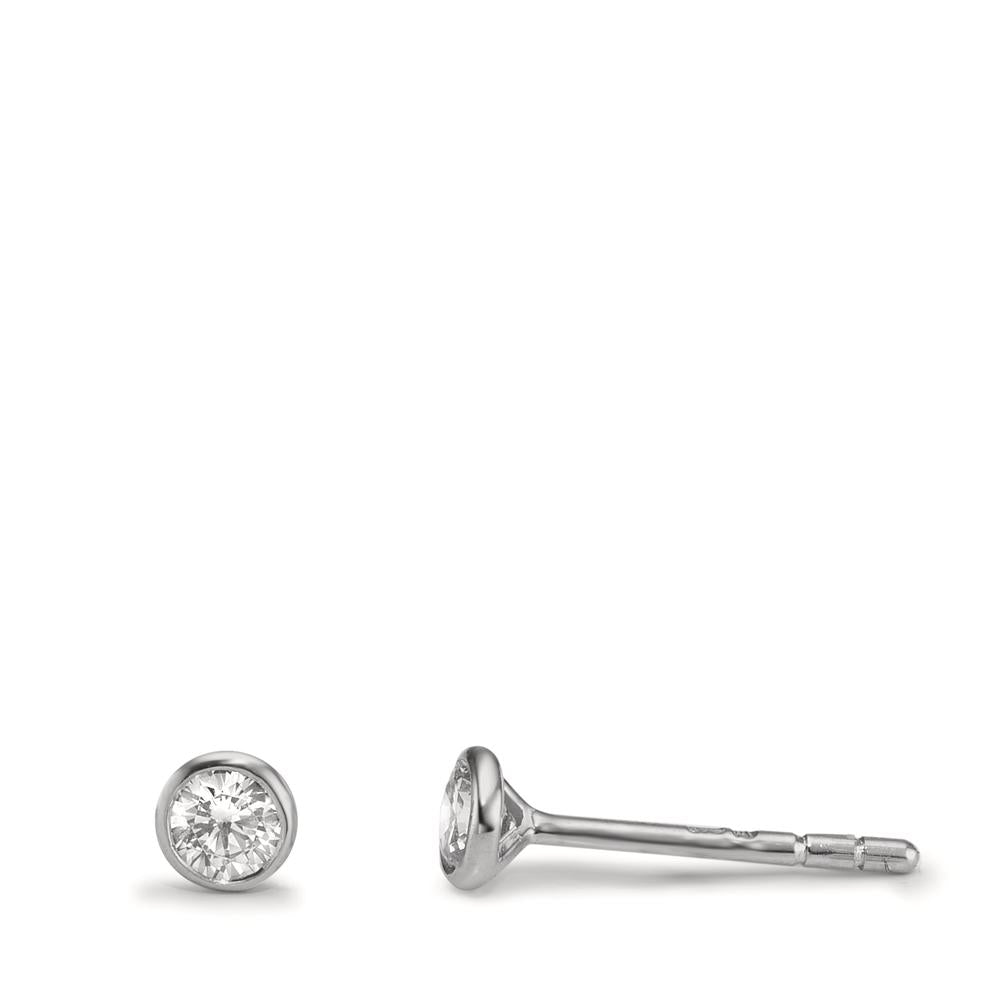 Örhängen med knoppar 375/9 K vitguld Zirkoniumoxid 2 stenar Ø3.8 mm