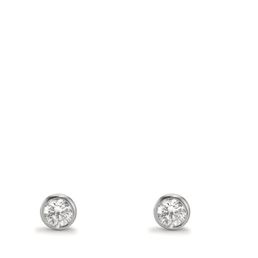 Örhängen med knoppar 375/9 K vitguld Zirkoniumoxid 2 stenar Ø3.8 mm
