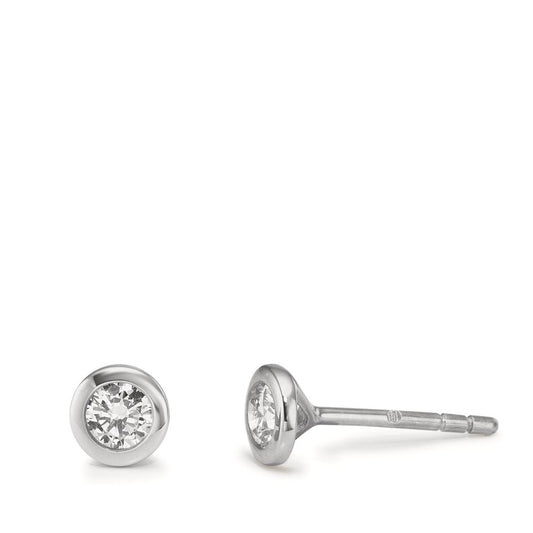 Örhängen med knoppar 375/9 K vitguld Zirkoniumoxid 2 stenar Ø5 mm