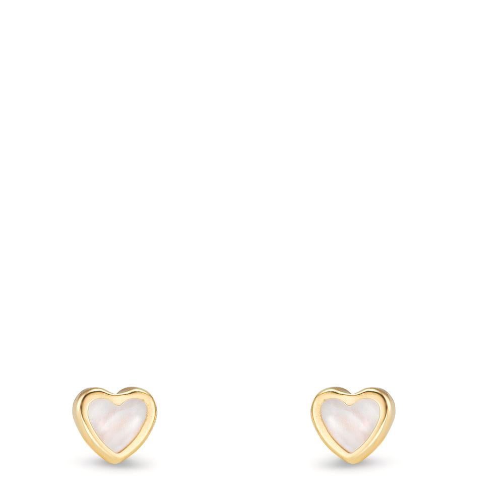 Örhängen med knoppar 750/18 K gult guld pärlemor Hjärta Ø4 mm