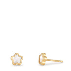 Örhängen med knoppar 750/18 K gult guld pärlemor blomma Ø4 mm