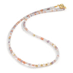 Collier rostfritt stål kristall rosa gul IP-belagd Sötvattensodlad pärla, 5 Pärlor 4-4.5 mm 43 cm