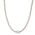 Collier rostfritt stål kristall champagne Sötvattensodlad pärla 6.5-7 mm 43 cm